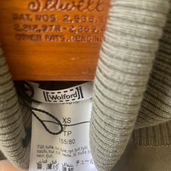 LIKE NEW~ WOLFORD TULLE PULLOVER TURTLENECK IN OLIVE GREEN~ XS - Picture 5 of 8